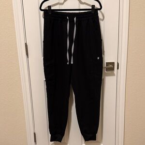 Figs Black Jogger Pants with Grey Drawstring